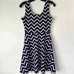 Chevron Print Fit and Flare Dress